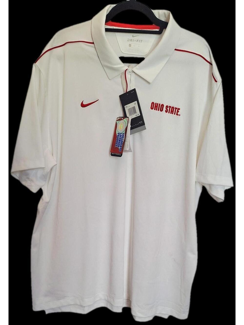 NEW Nike Men’s White Short Sleeve Activewear Ohio State Polo Shirt - 3XL